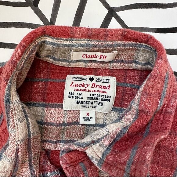 Lucky Brand Size S Classic Fit Red Textured Fabric Flannel - Picture 4 of 4